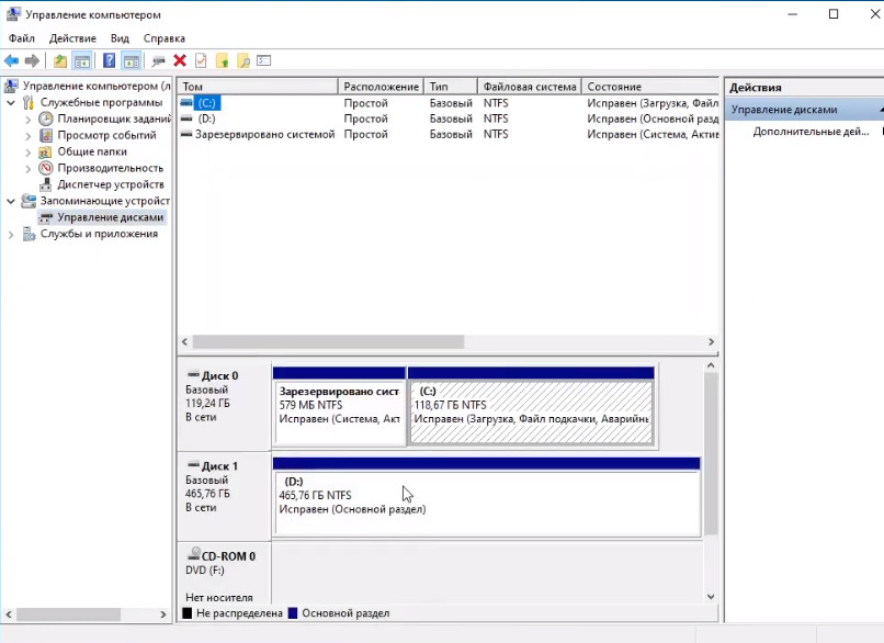 Управление дисками Windows 10
