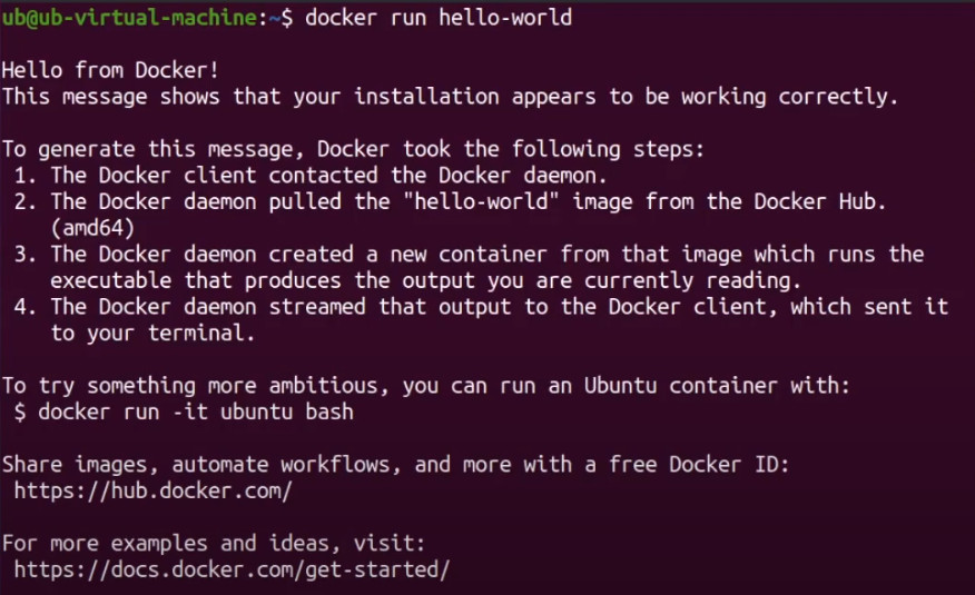 docker run hello world